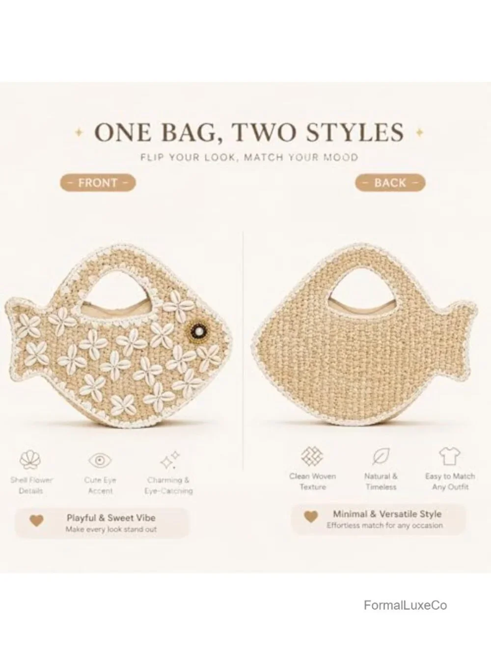 Woven Straw Fish Shaped Clutch Handbag Women Summer Beach Mini Novelty Tote